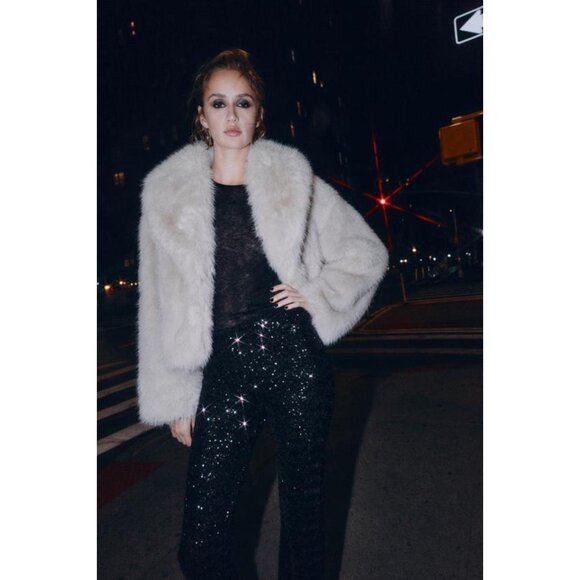 ZARA FLARE SEQUIN LEGGINGS - Picture 4 of 10